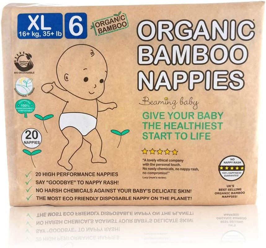 Organic Bamboo Nappies Size 6 Suitable for 16+kg 20 Pack Nappies