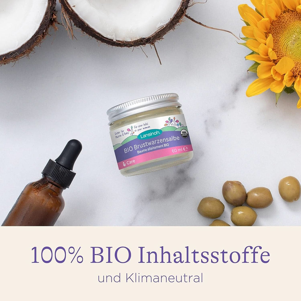 Lansinoh BIO Brustwarzensalbe, 60 Ml - Natürliche Pflege Empfindlicher Brustwarzen Und Trockener Haut - Klimaneutral Accesorii Hrana si Alaptare Bebe Naty Shop