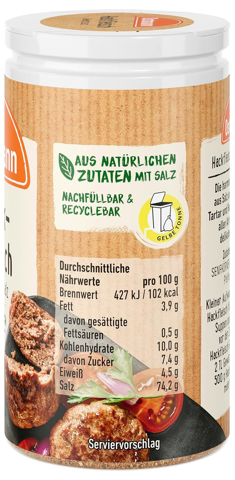 Ostmann Gewürze - Hackfleisch Gewürzsalz | Gewürz für Hackfleisch, Buletten oder Cevapcici | 60 g in Streudose