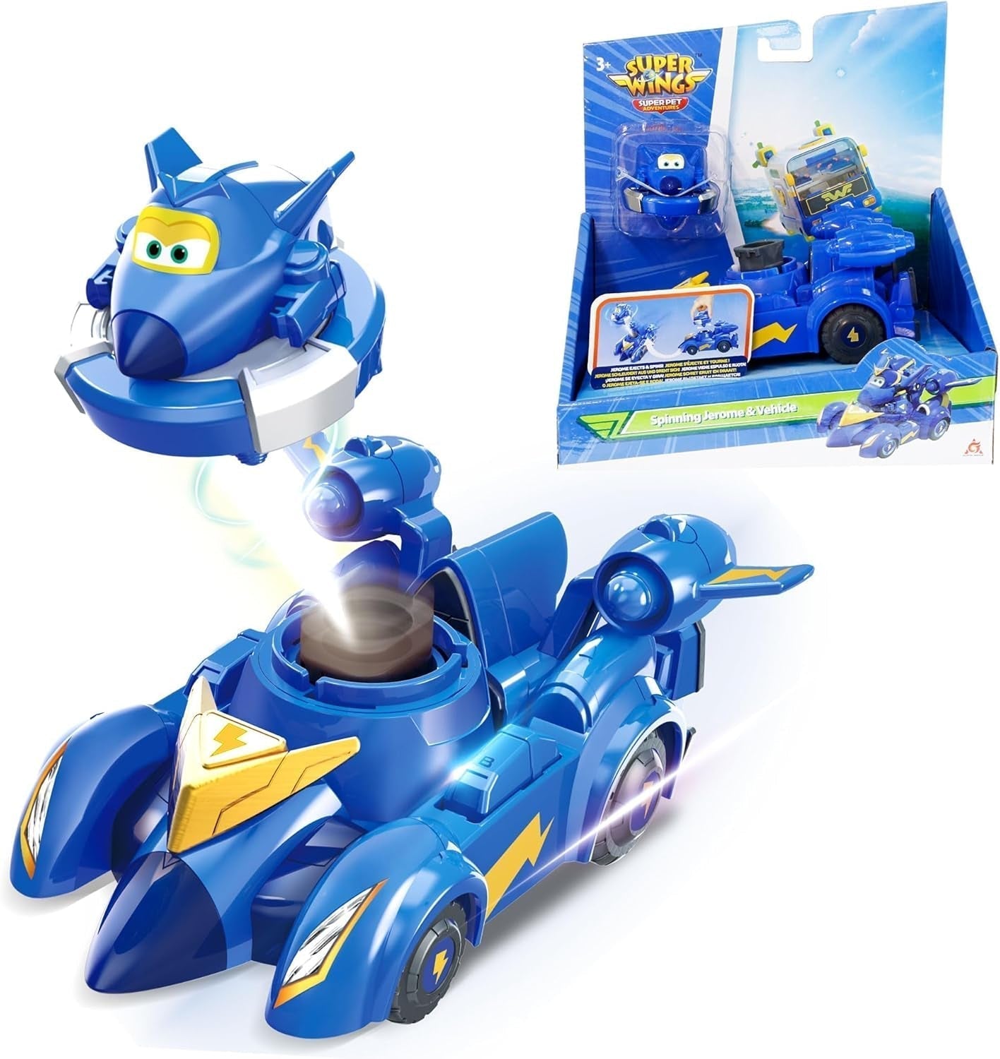 Super Wings EU770351 - Super Robot Suit Jett, aprox. 18 cm înălțime figurină de joacă transformabilă, costum de robot 2 în 1 și super mașină, pentru copii de la 3 ani în sus, Roșu Action figures Naty Shop Jerome