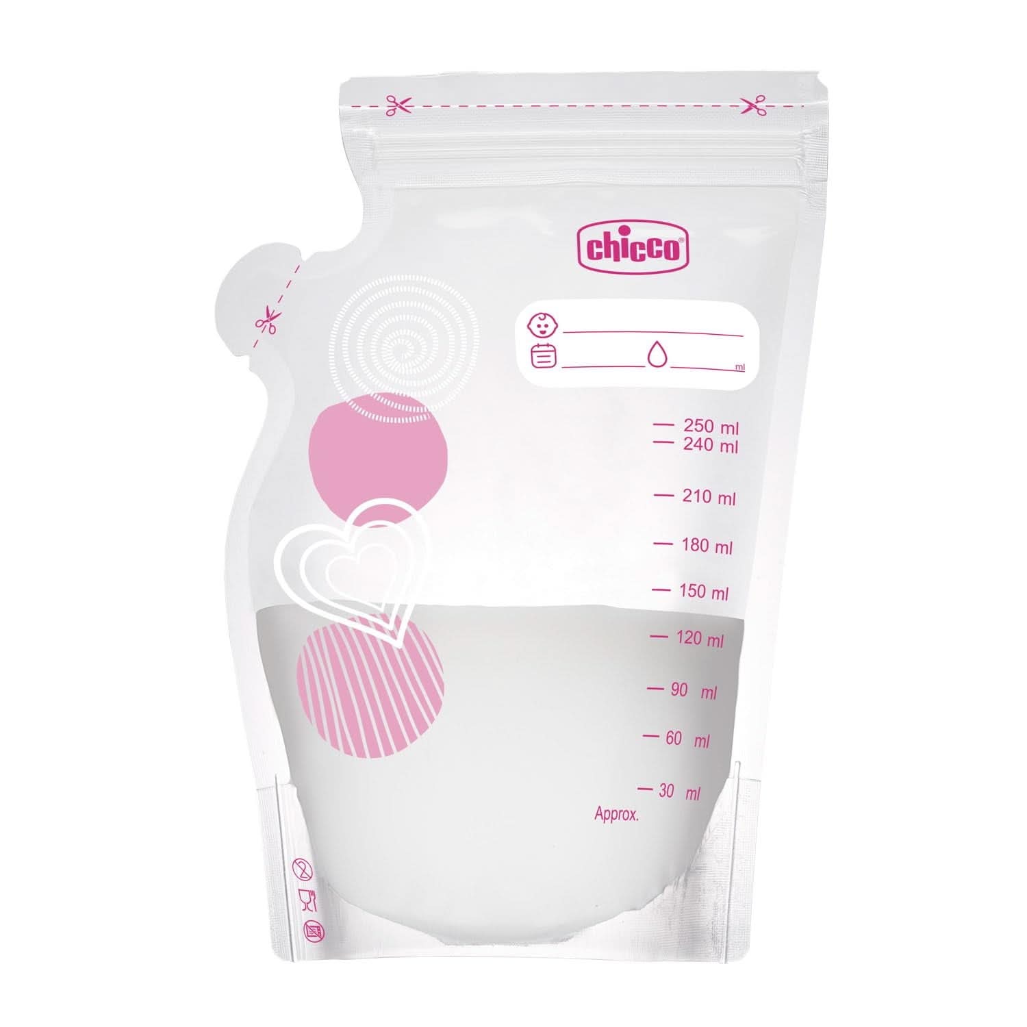 Chicco milk bag with 30 pieces, Leakproof, 250 ml Accessories Food and Breastfeeding Bebe Naty Shop