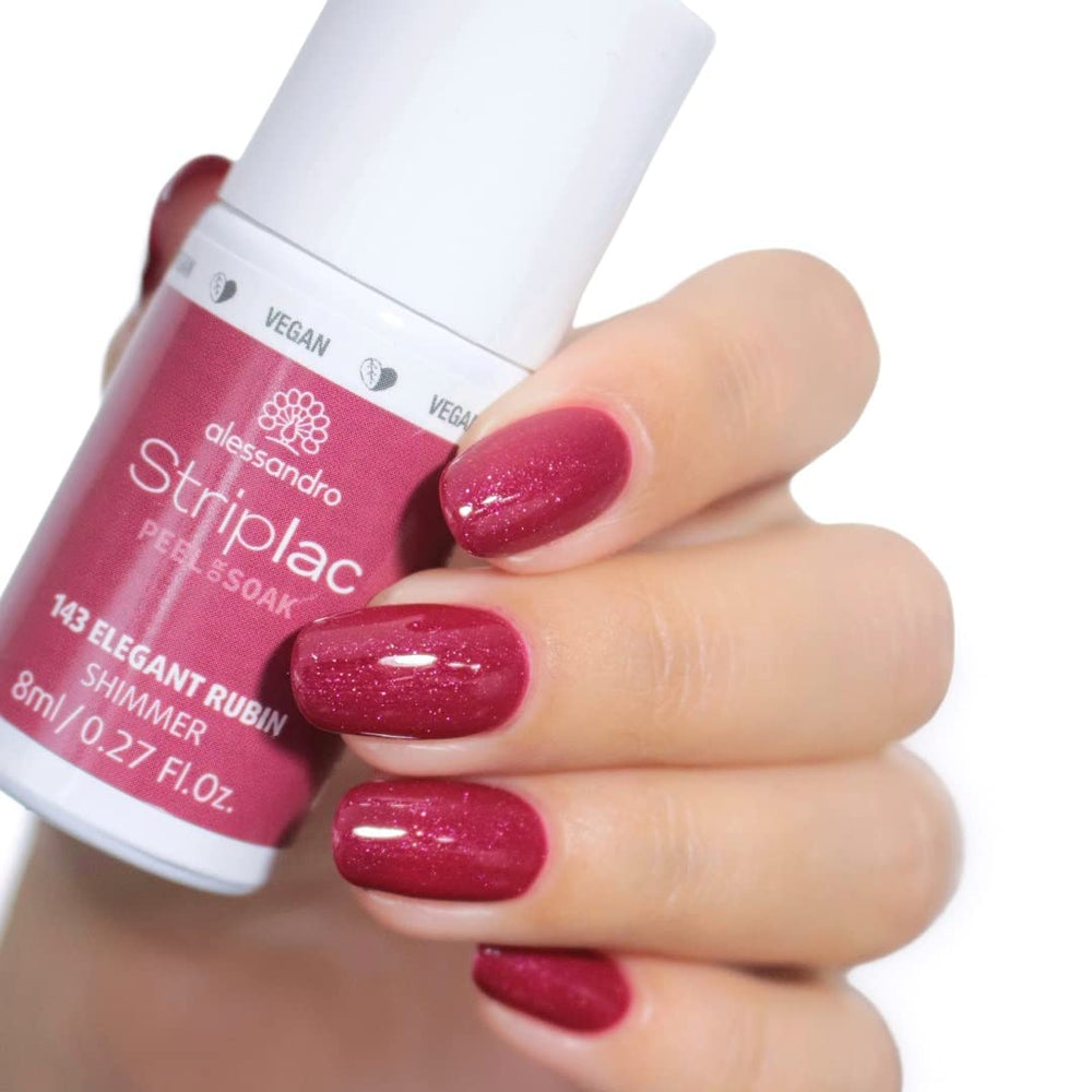 UV nail polish alessandro Striplac Elegant Ruby - Delicate and long-lasting - Easy removal thanks to peel-off removal technology - Vegan and cruelty-free - 8 ml