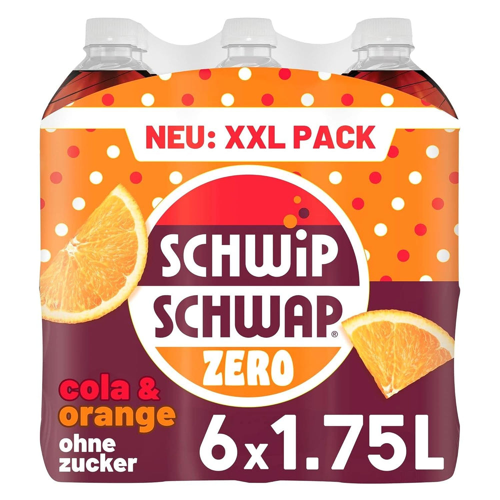 SCHWIPSCHWAP ZERO - XXL PACK - Caffeinated cola soft drink with oranges, set 6 x 1.75 liters Naty Shop
