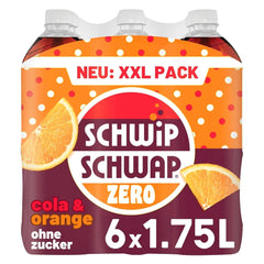 SCHWIPSCHWAP ZERO - XXL PACK - Caffeinated cola soft drink with oranges, set 6 x 1.75 liters Naty Shop
