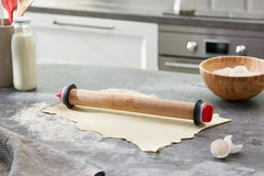 67142 Teigroller Buchenholz 34 cm with Weinring, Holz, Brown, 42 x 6 x 6 cm