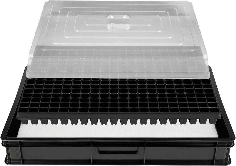 GW-285 Propagation System consisting of GW657 professional water tray, matching capillary mat (water absorption 3L per sq m) and pot tray with 285 pots (23x23mm, 54mm height) in Euro size (600x400mm)