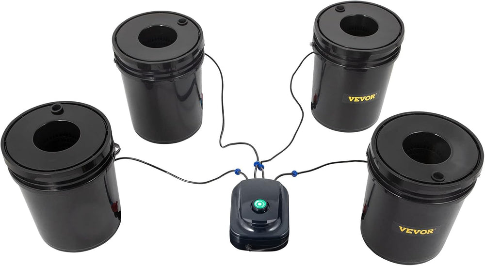 VEVOR DWC Hydroponic Grow System, Hydroponic Grow Systems, Deep Water Cultivation 4 20 Liter Buckets, DWC System with Air Pump, Air Stones and Water Level Indicator for Leafy Vegetables