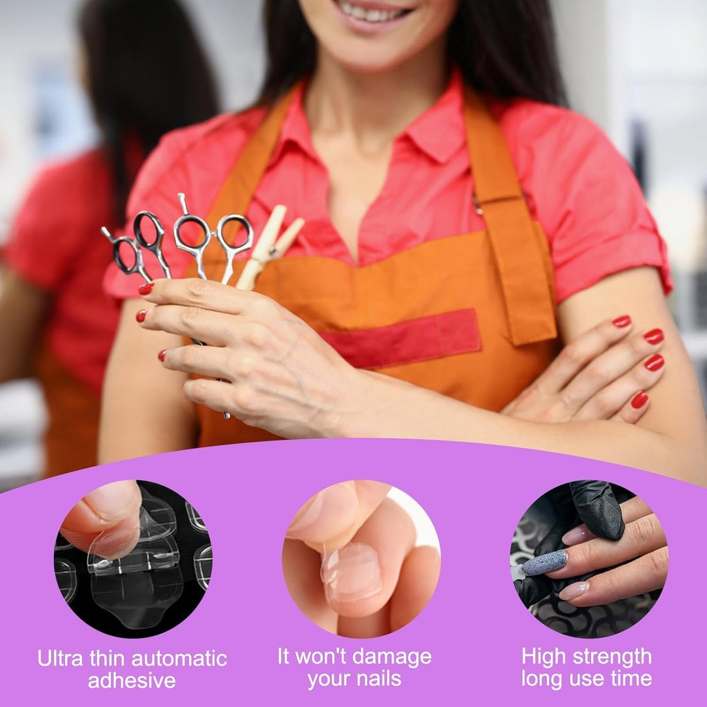240 de bucăți de tampoane de lipici pentru unghii, tablă adezivă pentru unghii false, 10 coli de autocolante transparente, respirabile, super lipicioase, față-verso (gel jelly) pentru manichiură și unghii artificiale, inclusiv set de manichiură