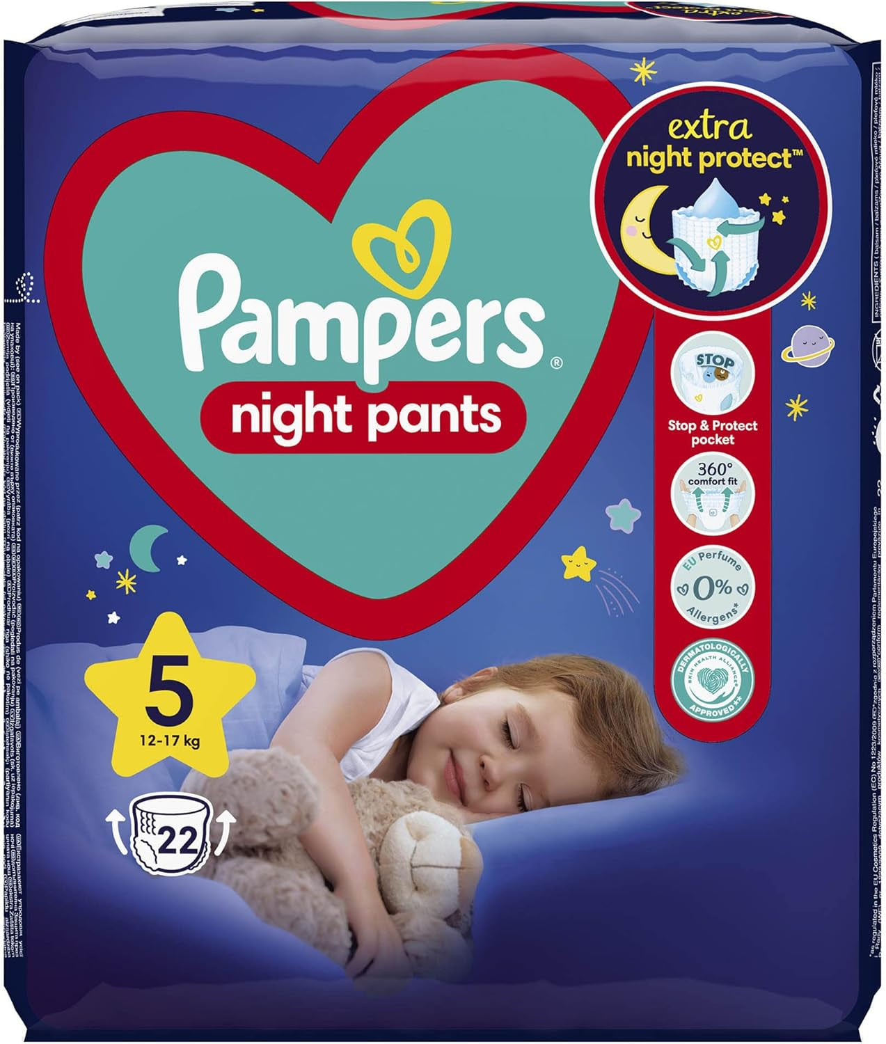 Night Pants Diapers (Old Version), Size 5, 22 Pieces, 12kg-17kg (Pack of 2)