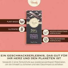 Venchi - Dark chocolate 70%, 78 g - With selected cocoa blends - Gluten free - Vegan