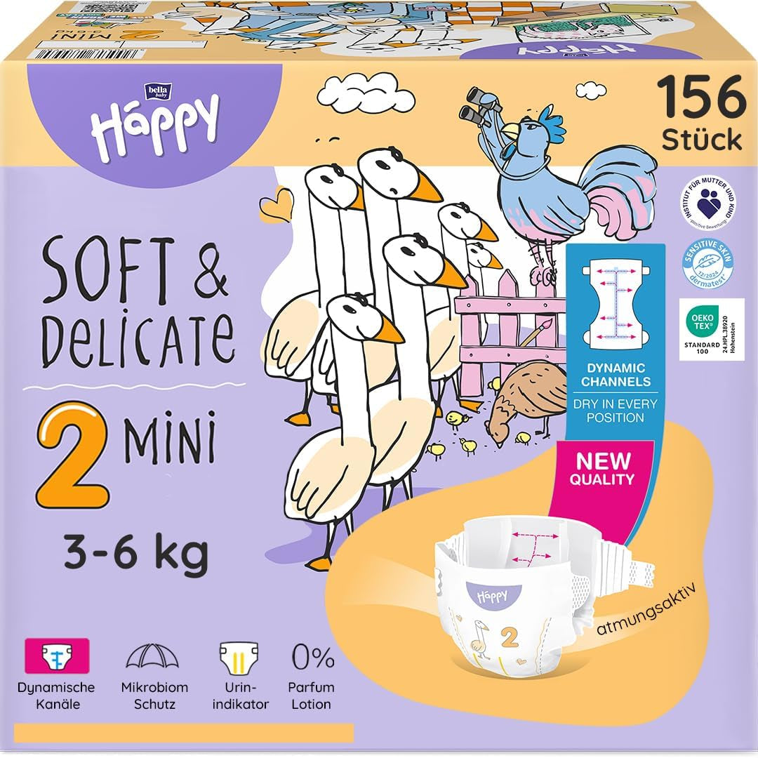 Bella Baby Happy Premium Diapers, Size 6, Junior Extra, 15+ kg, 96 pieces, DERMATEST and OEKO-TEX Seal, Disposable Baby Diapers