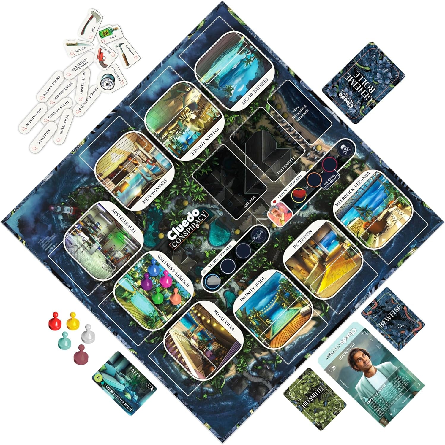 Cluedo Conspiracy Board Game by Hasbro Gaming for Adults and Teens, German version of the mystery game, for 4-10 players and ages 14 and up