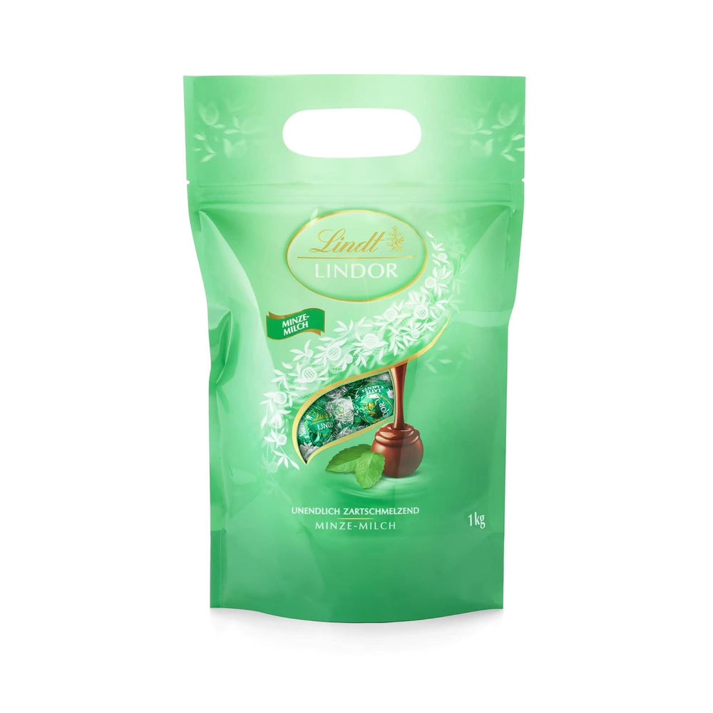 LINDOR chocolate balls | 1 kg resealable bag | approx. 80 milk chocolate balls with mint filling | Bulk pack & LINDOR Salted Caramel Chocolate Balls