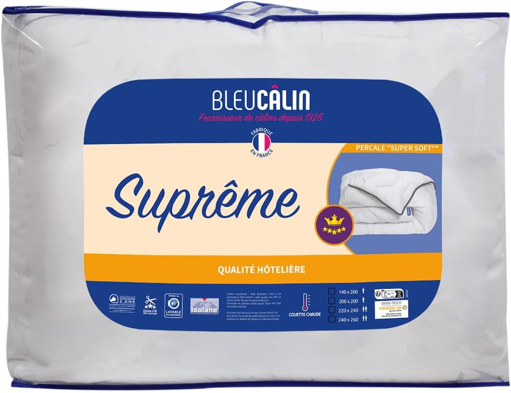 Supreme blanket Bleu Câlin, very warm, extra soft envelope, super soft, hotel comfort, 140 X 200 cm Duvets and quilts Naty Shop