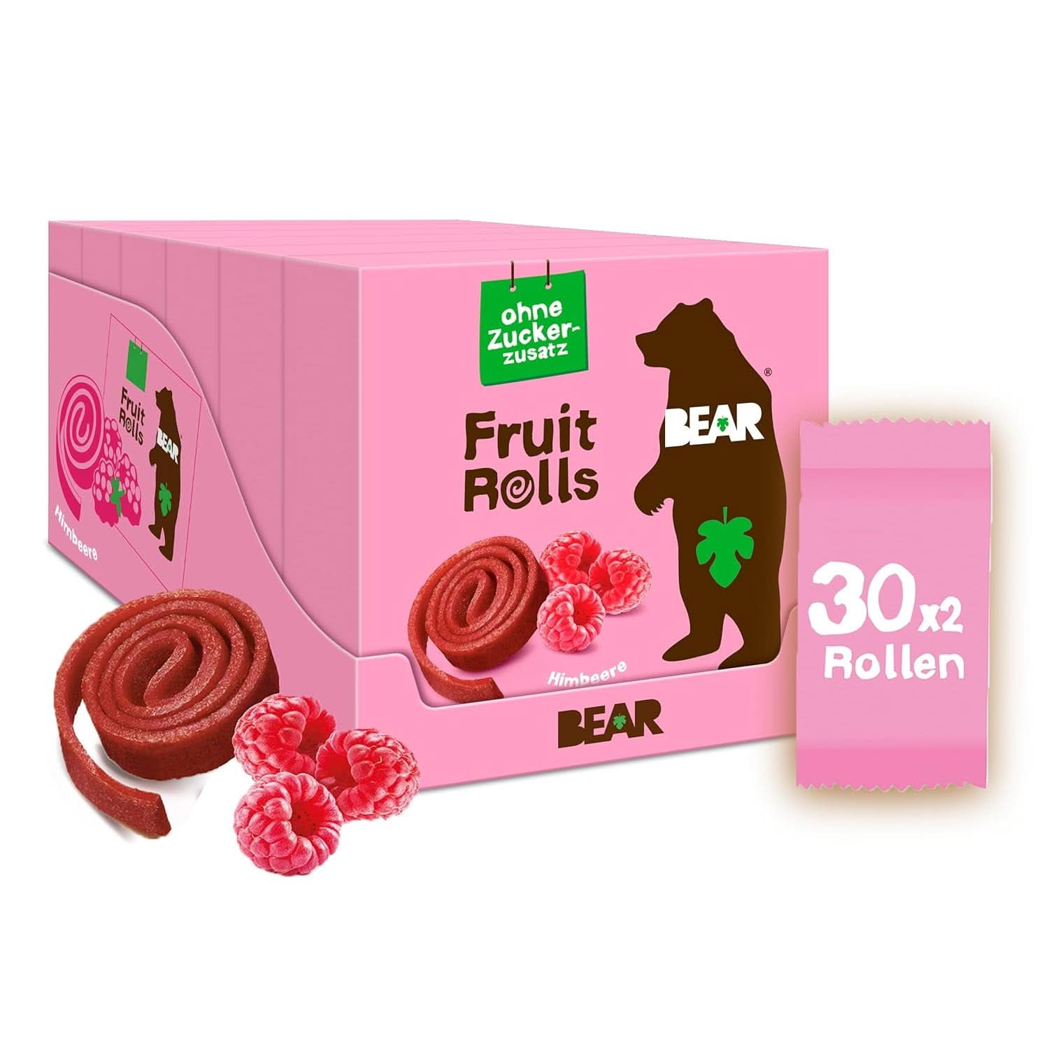 BEAR fruit rolls with strawberries, 100% natural ingredients, 30 x 20 grams Dehydrated products Naty Shop Raspberry
