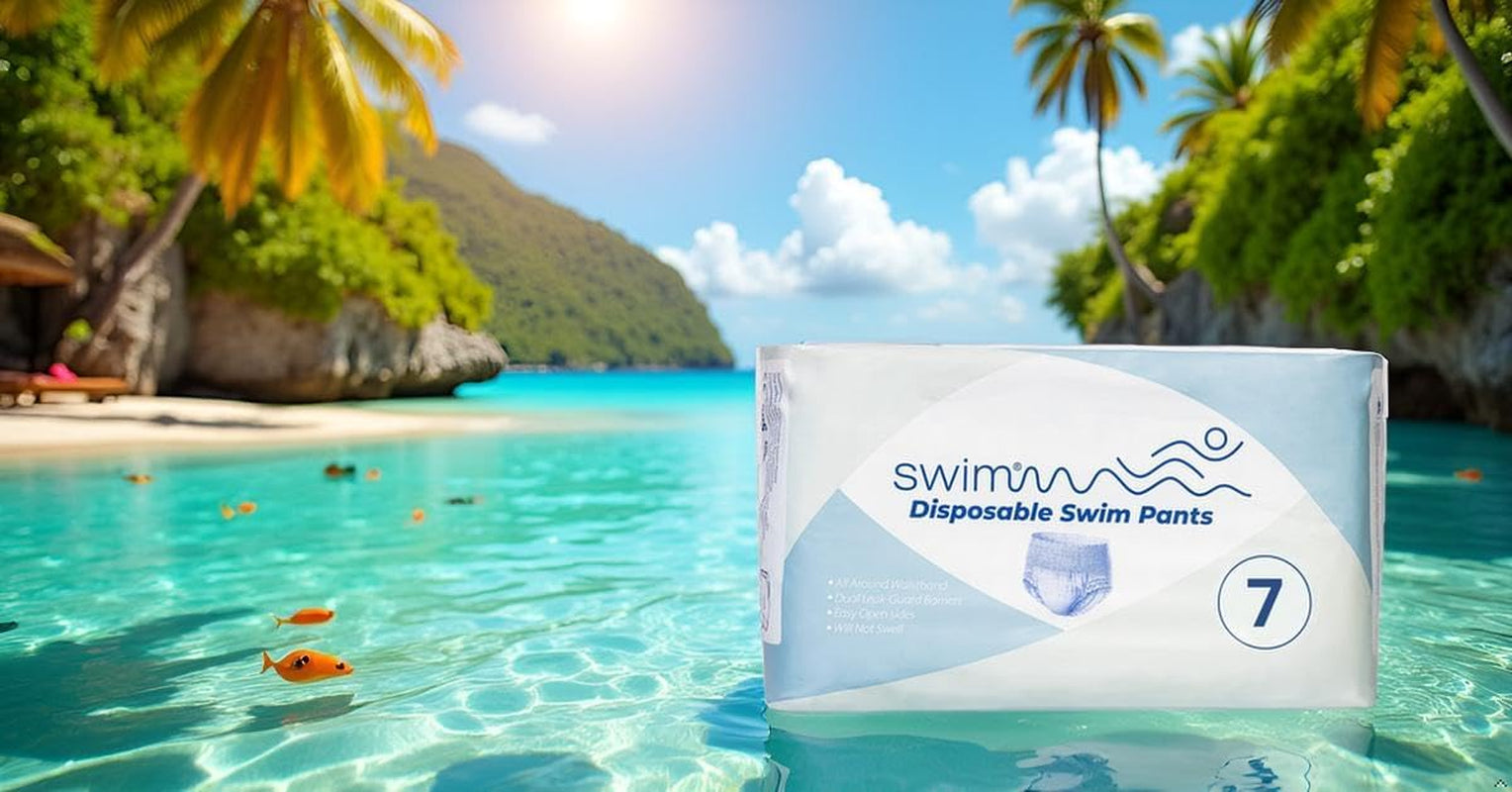 Disposable Swim Diapers Size 7 - 36 Pieces - Discreet, Breathable and Skin Friendly - Baby Swim Diapers - Provides Safety While Swimming - 18-30kg