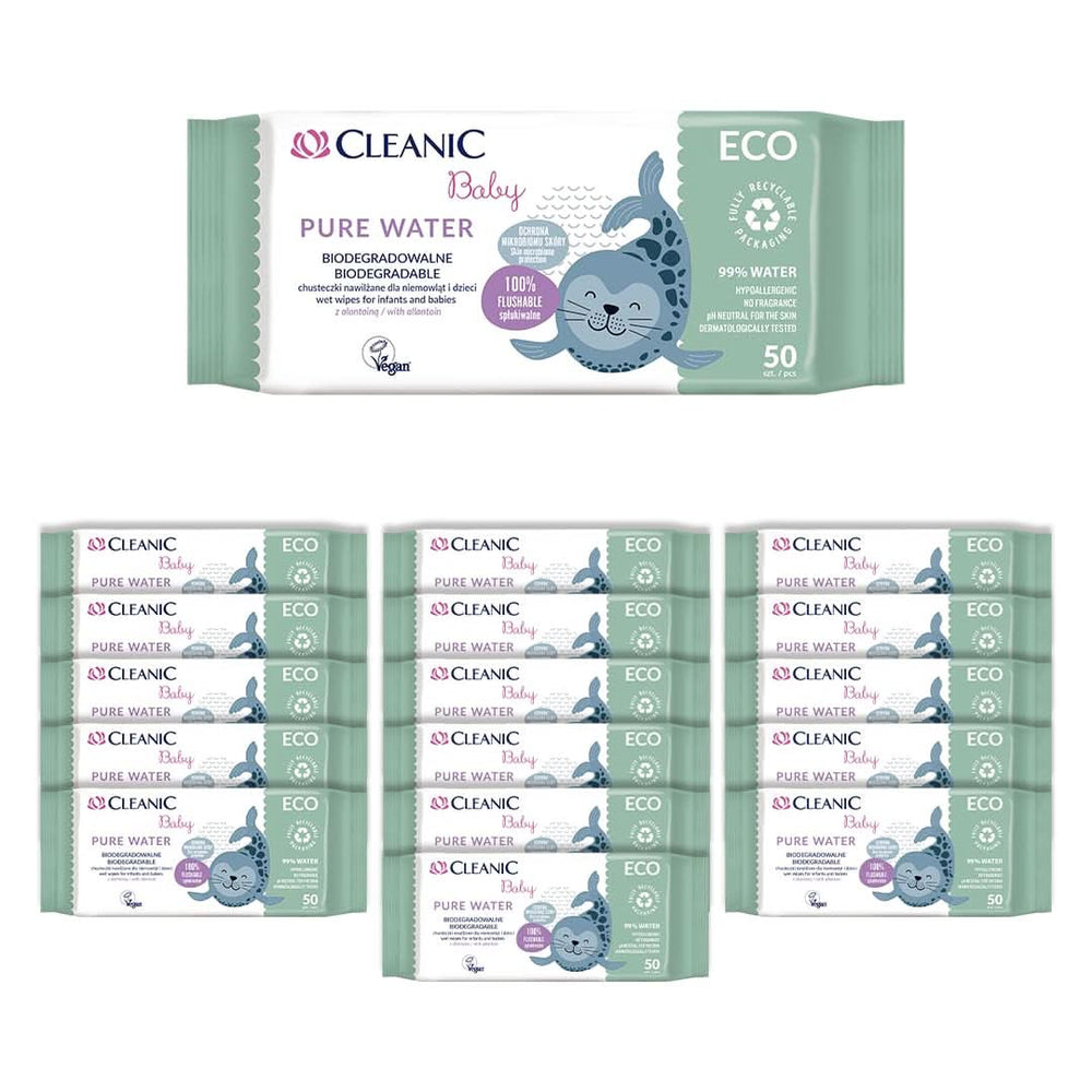 Baby Eco Wet wipes with pure water for children and infants - 99% Ige water-based composition - allantoin - fragrance-free - washable - for sensitive skin Baby Wet Wipes Naty Shop 16 x 50 wipes