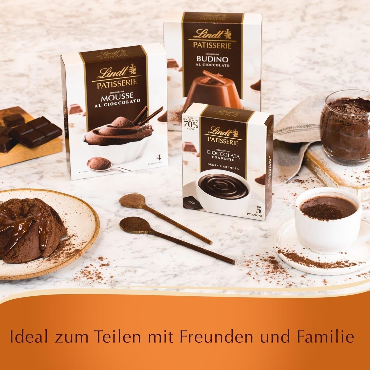Lindt Schokolade - PATISSERIE Mousse Au Chocolat | 6 X 110 G | Backmischung Für 4 Portionen Fluffige Mousse Al Cioccolato Aus Finester Schokolade | Patisserie | Backmix | Schokoladengeschenk Mix for baking and cooking Naty Shop