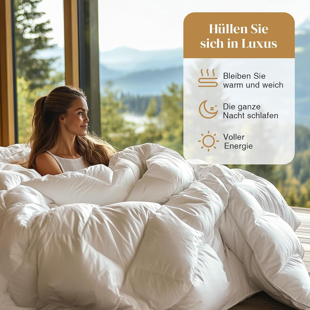 135X200 All Season Comforter 100% Cotton Goose Down Feather Comforter Thick Filled Feather Comforter No Live Plush Extra Fluffy Transitional Comforter 3D Baffle Box Single Bed White Quilts & Quilts Naty Shop