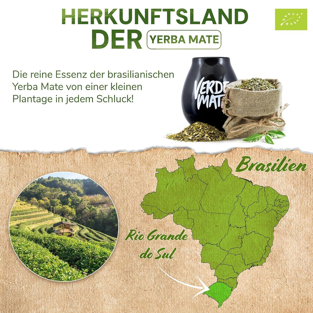 Verde Mate Green Orgánica 500 G – Yerba Mate ecologic din Brazilia – fără fum și prelucrat cu grijă 0,5 kg