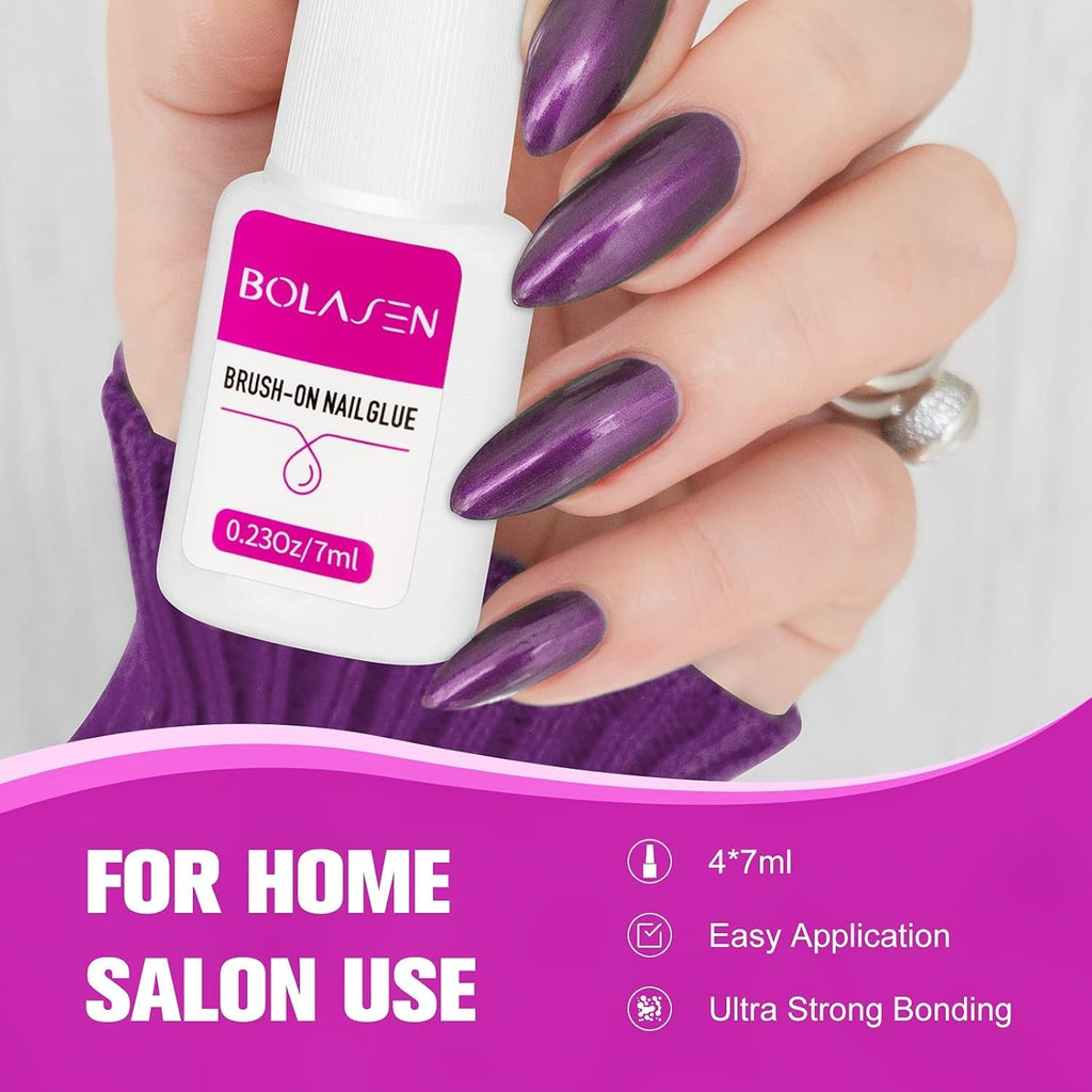 Lipici pentru unghii pentru vârfuri, BOLASEN Lipici pentru unghii extra puternic, 4 bucăți de lipici pentru unghii crăpate, Lipici pentru unghii, Lipici pentru unghii artificiale extra puternic, Lipici pentru unghii - 4 * 7 ml