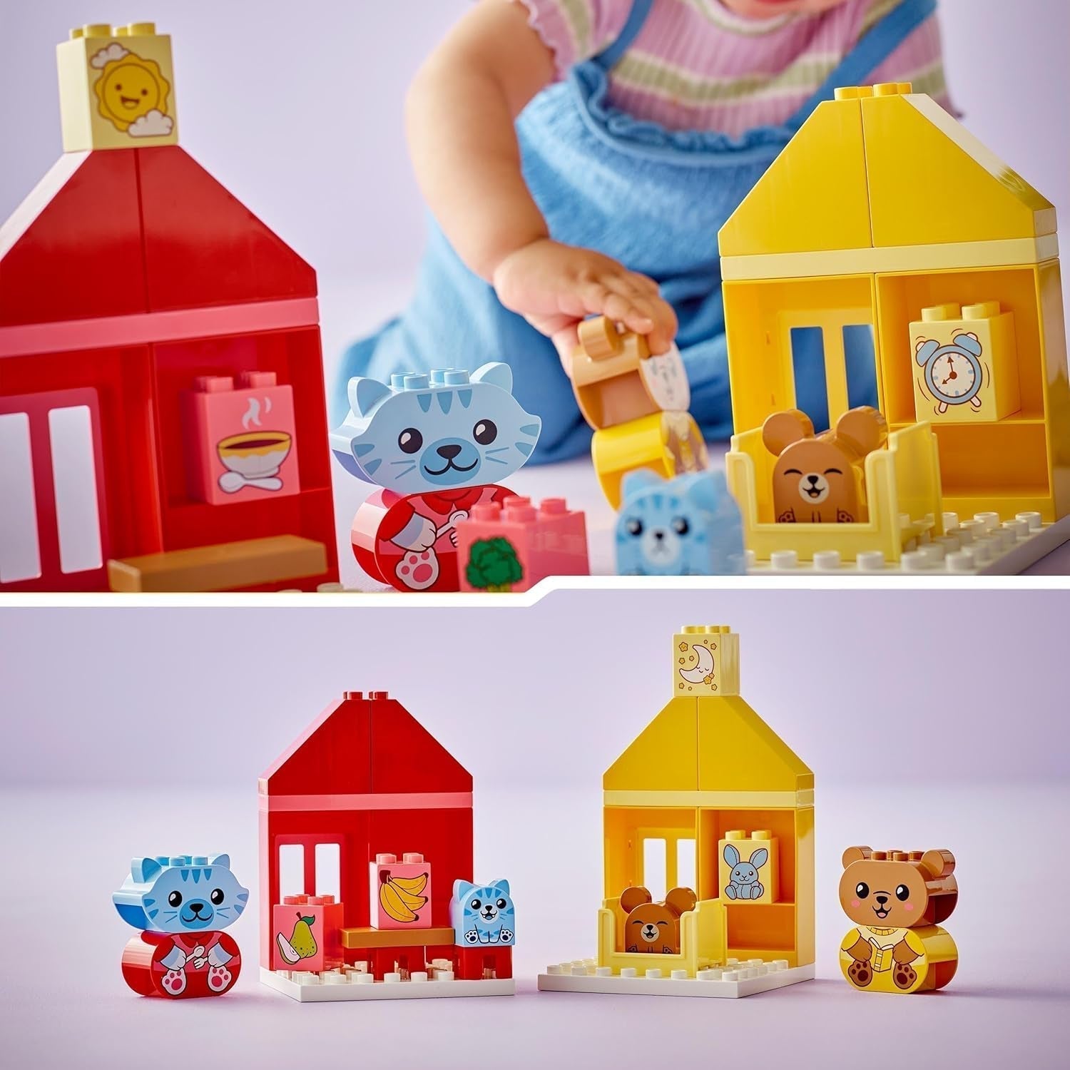 LEGO DUPLO Everyday Routines: Eating & Bedtime, toddler learning toy to encourage social and emotional development, with 4 animal figures, gift for children from 18 months 10414 Building sets Besuche den LEGO-Store
