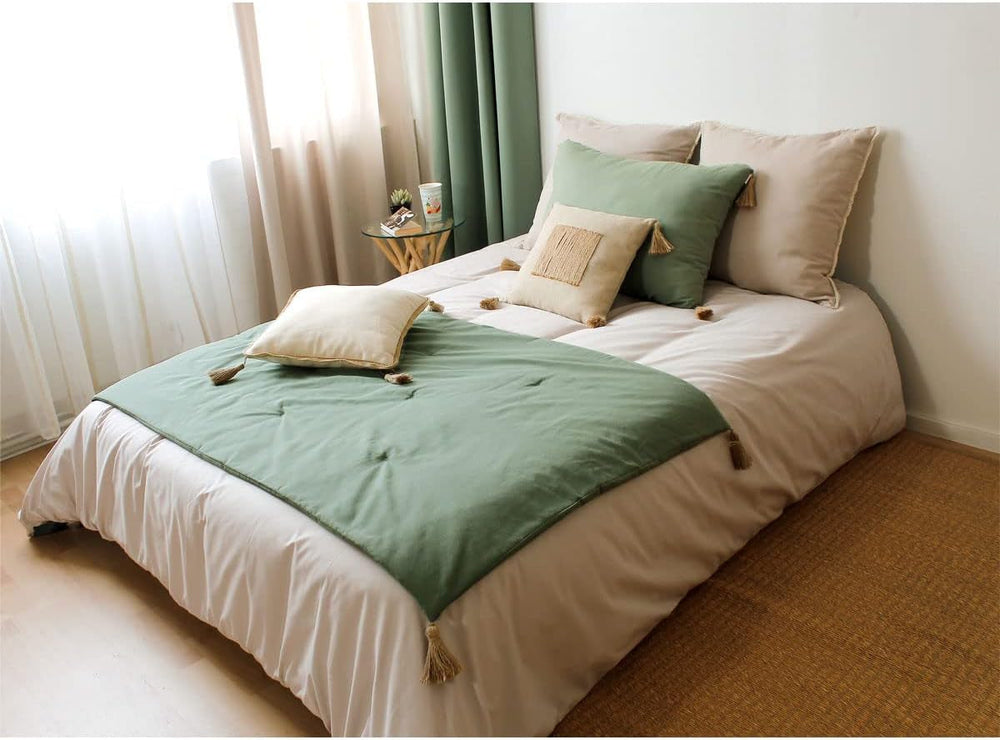 Enjoy Home - Cuvertură Terracotta Cu 4 Pompoane Jută - 90 X 190 Cm - 100% Bumbac - Oeko-Tex - Colecția Panama Plapumi si pilote Naty Shop