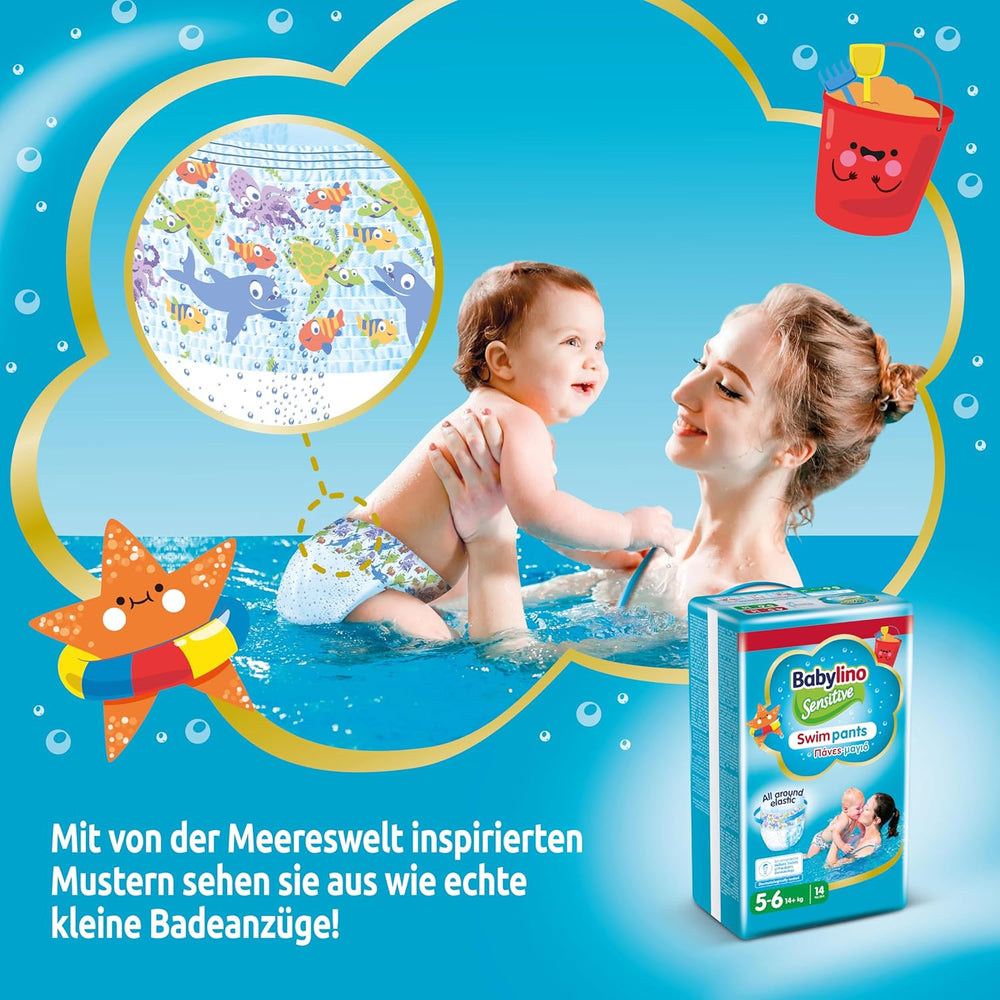 Diapers Sensitive Swim Pants, for sea and pool, size 5-6 (over 14 kg), 84 pieces