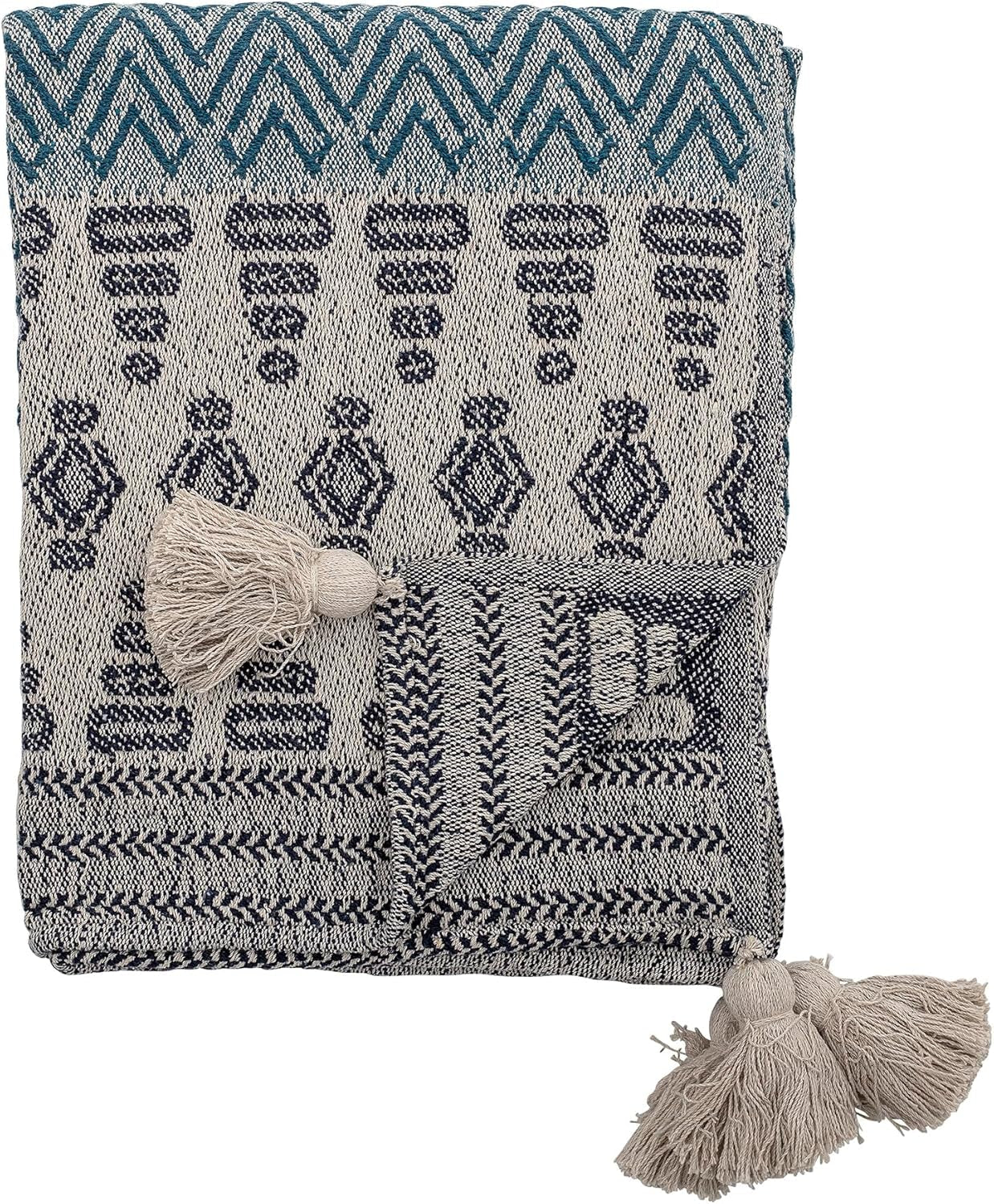 Bloomingville bedspread, black, cotton, 160cm Blue Bloomingville Beds and Blankets 160 X 130 Cm