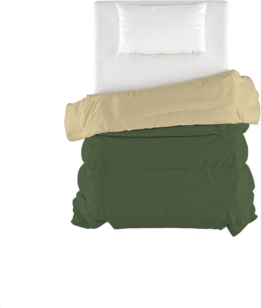 Basic winter quilt, plain and lined, dark green / cream, 200X245Cm Duvets and quilts Naty Shop