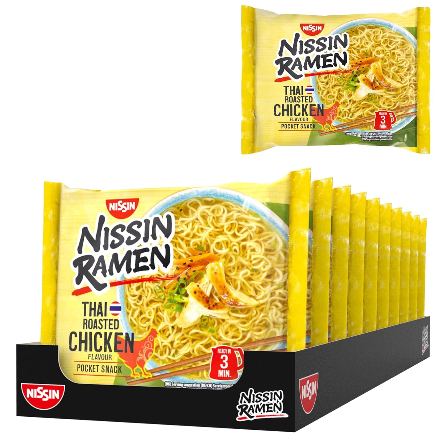 Nissin Ramen - Thai Baked Chicken 10 Pack Asian Style Instant Noodles Thai Recipe Quick and Easy Asian Food (10 x 65g)