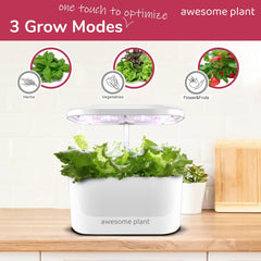6Pro Hydroponic Grow System Kit (6 Capsules), Indoor Gardening Kit with 3L Water Tank, 3 Growing Modes and Silent Pump, Home Herb and Salad Growing Kit, Adjustable Height Up to 33.0cm, White