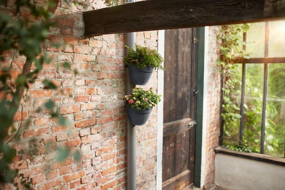 Ghiveci elho Vibia Campana pentru țevi de scurgere, 40 cm, pentru grădină verticală, 100% plastic reciclat, Ø 21,6 x H 16,3 cm, negru/antracit