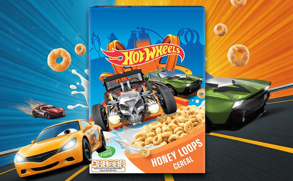 Hot Wheels Honey Loops Crunchy Whole Grain Breakfast Cereal with Added Vitamins, 1 Pack (1 x 375g)