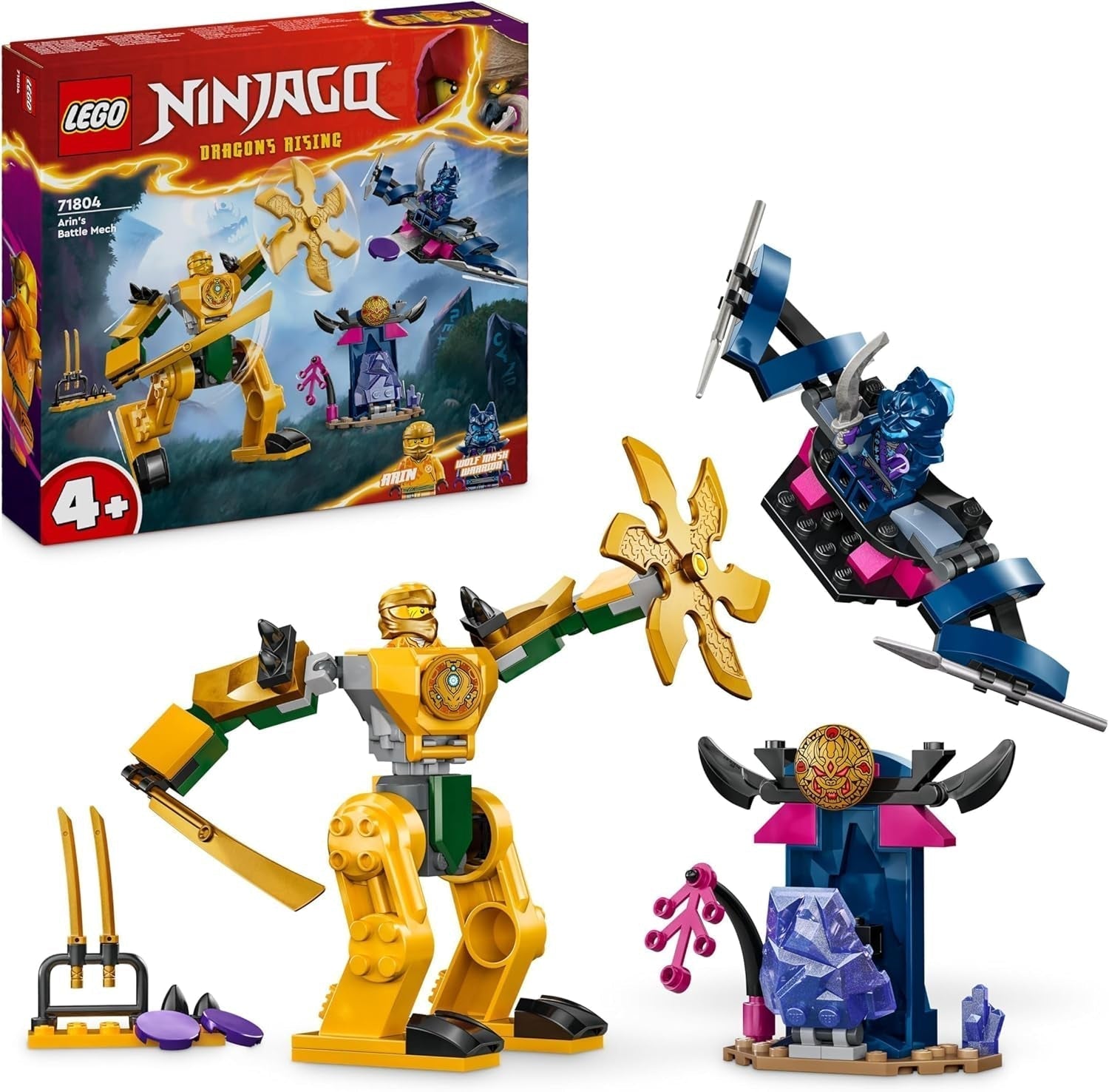 LEGO NINJAGO Arin's Battle Mech, Ninja toy for children aged 4+ With figures Incl. Alder with mini katana, action figures and mechs, small gift for boys and girls 71804 Building sets Besuche den LEGO-Store Single