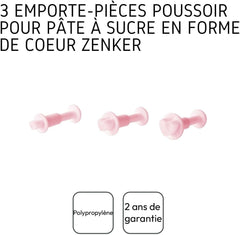 FACKELMANN 43073 Set de forme pentru biscuiți, 3 piese, inimă, roz