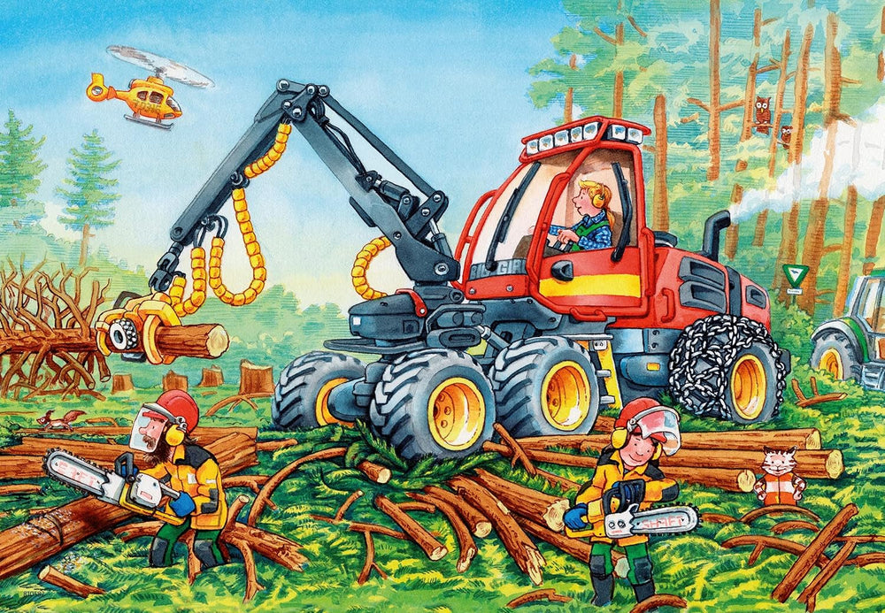 Ravensburger Puzzle for children - 07802 Excavator and forest tractor - Puzzle for children from 4 years old, with 2X24 pieces Puzzle Naty Shop