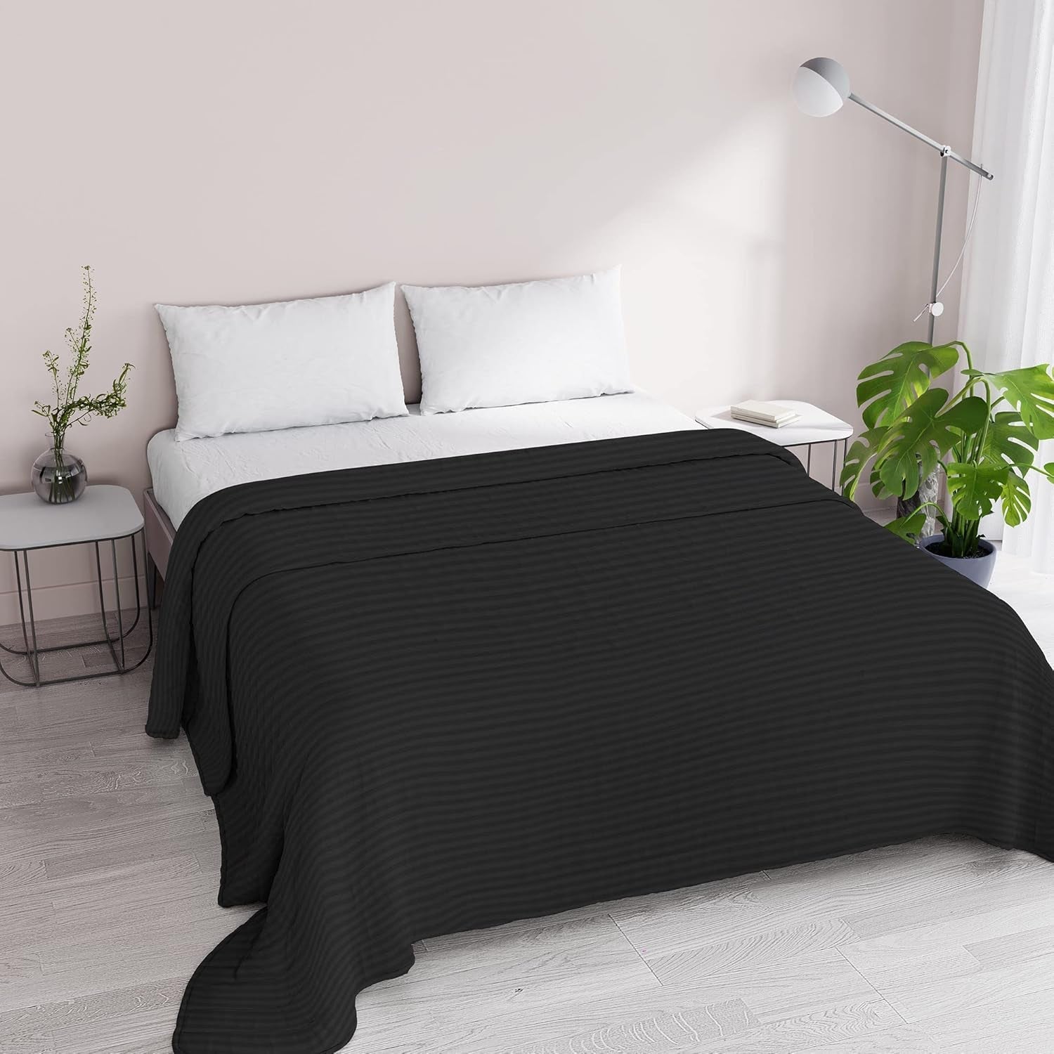 Summer quilt Satin Stripes, polyester, cream, 260X250 Cm Quilts and quilts Naty Shop Black 260X250 Cm