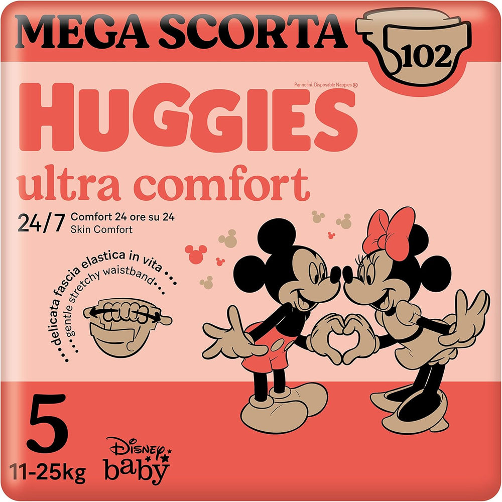Huggies Ultra Comfort Diapers, Size 4 (7-18 kg), Disney Design, Value Pack, 150 Pieces