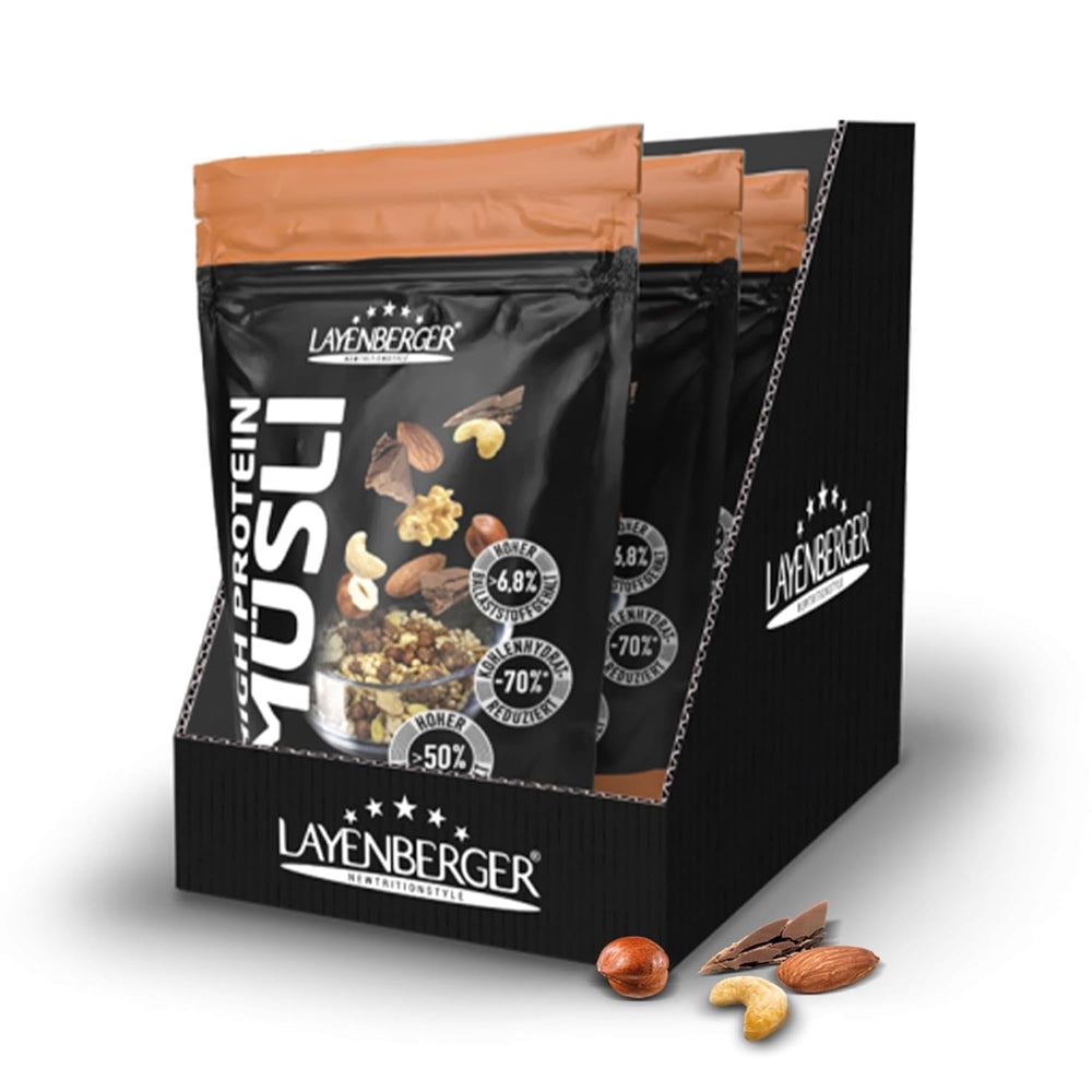 Layenberger 3K High Protein Muesli, 50% Eiweiß Und 18% Kohlenhydrate - Single Pack (1X 390 G) - Schoko-Nuss Cereale Naty Shop 1.17 Kg (1Er Pack) Schoko-Nuss