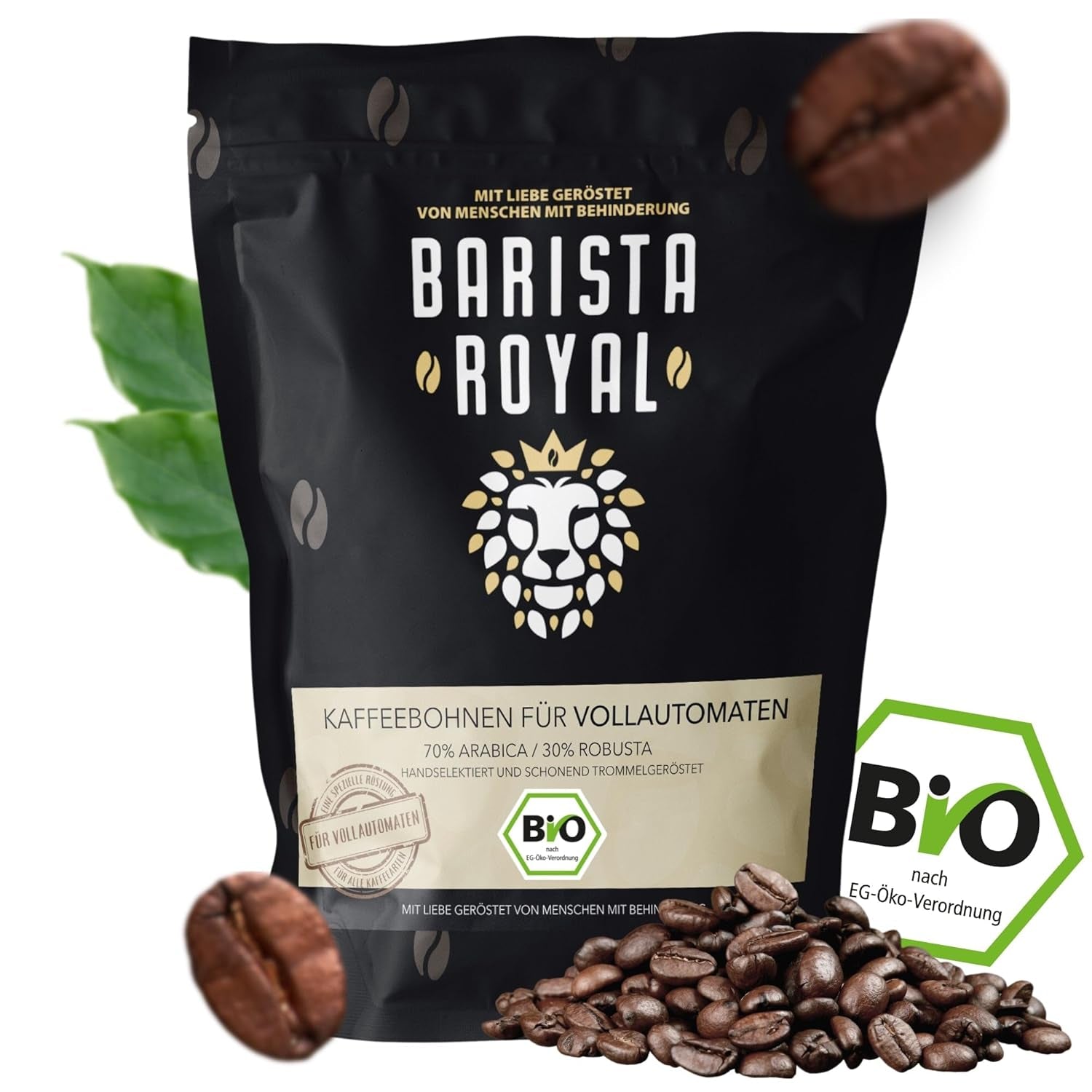 Kaffee für Vollautomat "Barista Royal" – 1kg Bio-Kaffeebohnen – unkomplizierter Genuss für Cafe Crema, Cappuccino und mehr – Perfekt für DeLonghi, Philips, Krups, Jura Vollautomatenkaffee