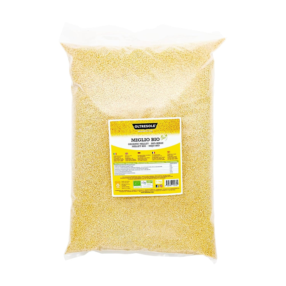 Organic millet 1 kg, organic grains rich in fiber and minerals, yellow millet grains for consumption, ideal package for the family