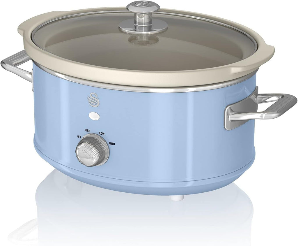 Swan Retro SF17021GRNEW Slow Cooker 3.5 litri, 200 W Slow Cooker Naty Shop Bleu