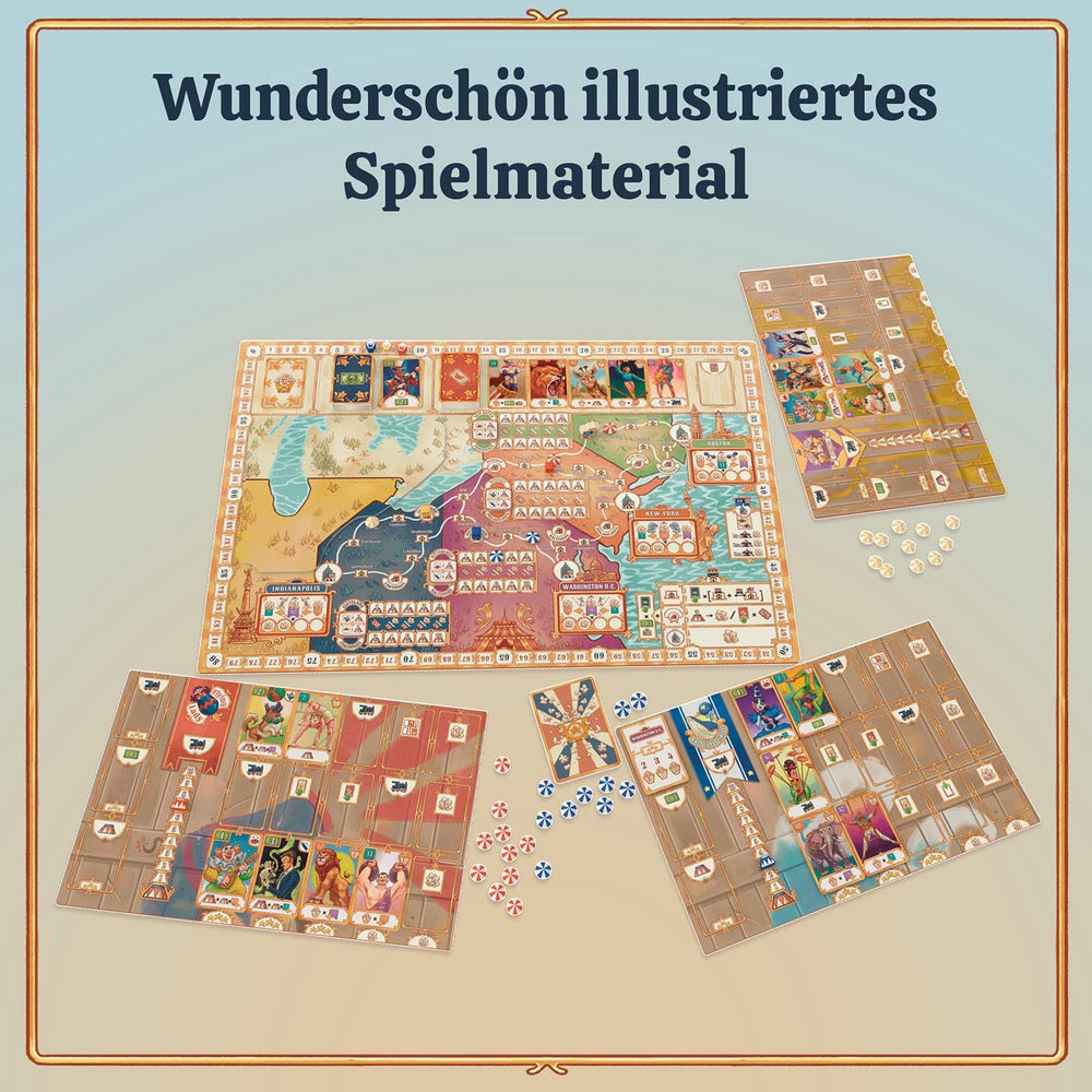 KOSMOS 684648 3-Ring Circus Adult Board Game 12+ Strategy Game 1-4 Player Party Game USA Traveling Circus Late 19th Century