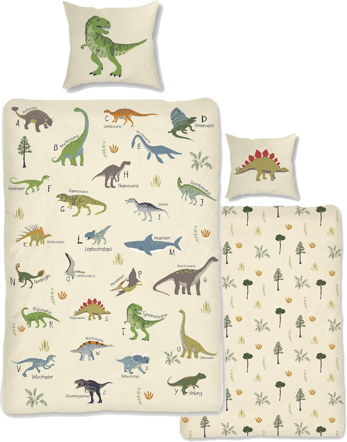 Skybrands Dino Bedtuchen 135X200 Jungen Bedtuchen Dinosaurier Baumwolle 2Tlg Kinder Bedtuchen Dinosaurier 135X200 + Beutel Naty Shop Default Title