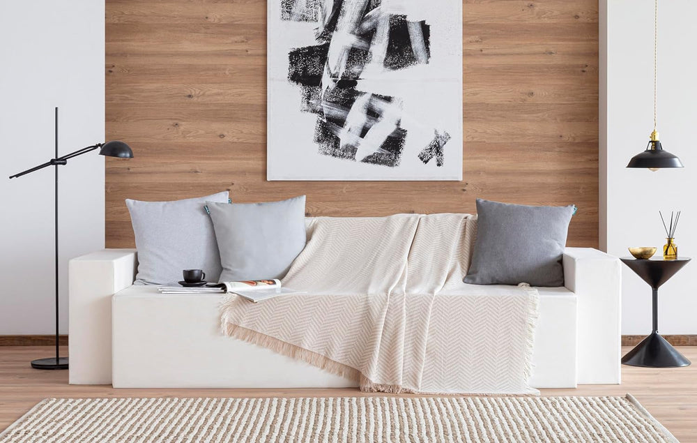 Todocama multi-functional bedspread, bedspread, bedspread, sofa cover, jarapas, herringbone pattern (230 X 260 Cm, sand beige). Beds and Blankets Besuche den Todocama-Store