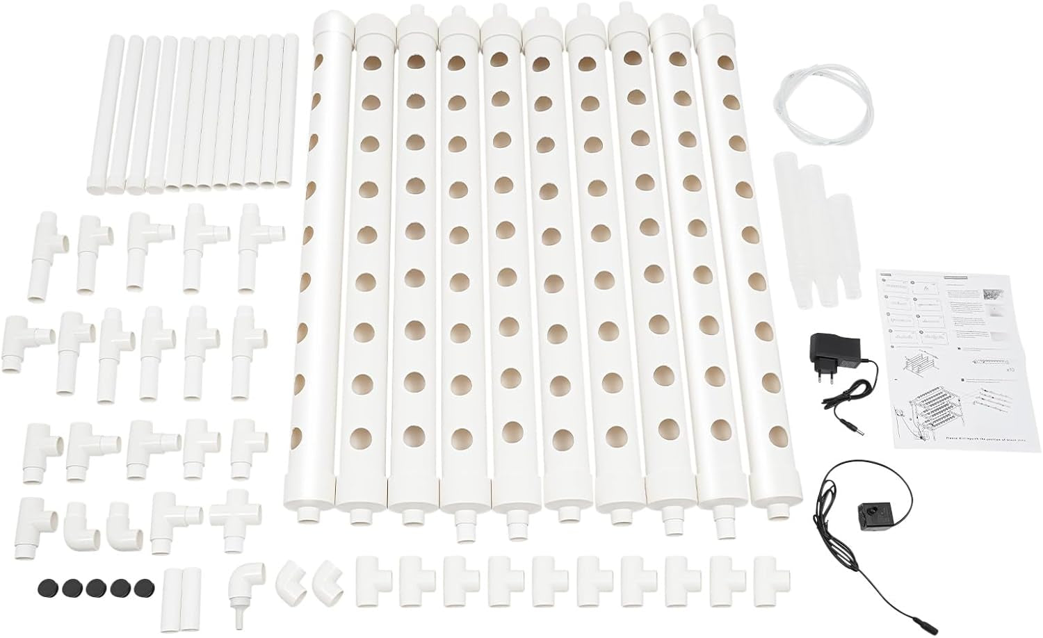 3-Layer Hydroponic Grow Kit with 90/108 Planting Positions and Water Pump, PVC Soilless Plant Growing Systems, Hydroponic Growing Kits for Vegetables and Fruits (108 Planting Positions)