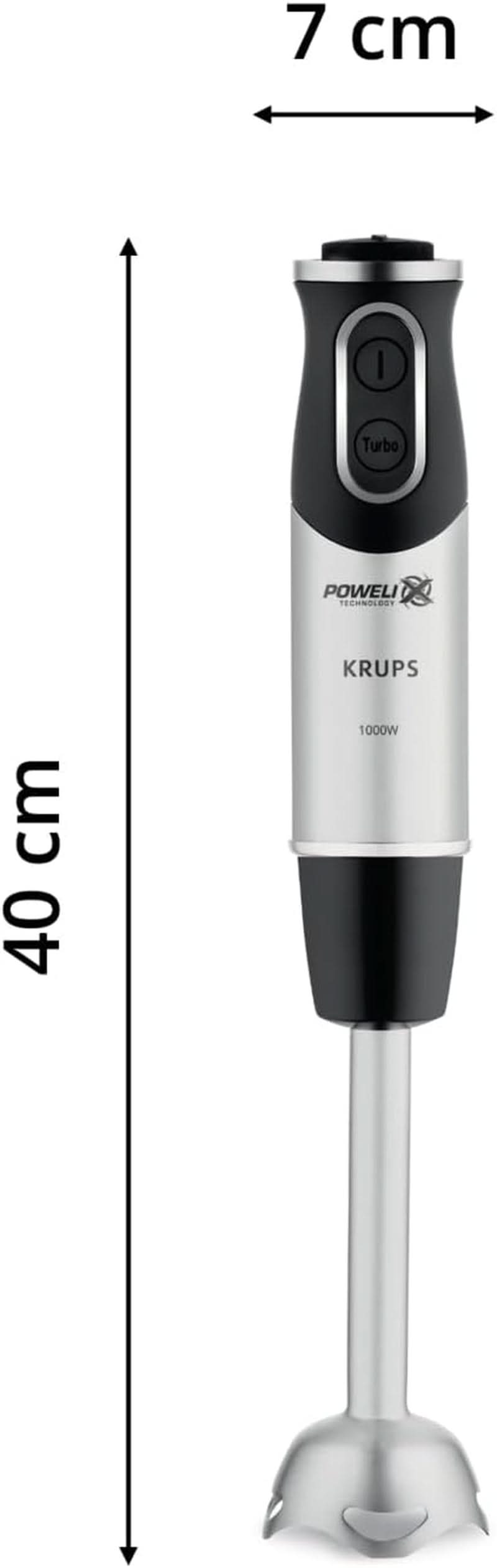 Krups Perfect Mix Stabmixer HZ6568 | Blender | 1000 Watt | Edelstahlfuß | 4 Extra Scharfe Messer | Powelix Technologie | Schneebesen | 500 Ml Zerkleinerer | 800 Ml Messbecher | Schwarz/Silber Bucatarie Naty Shop