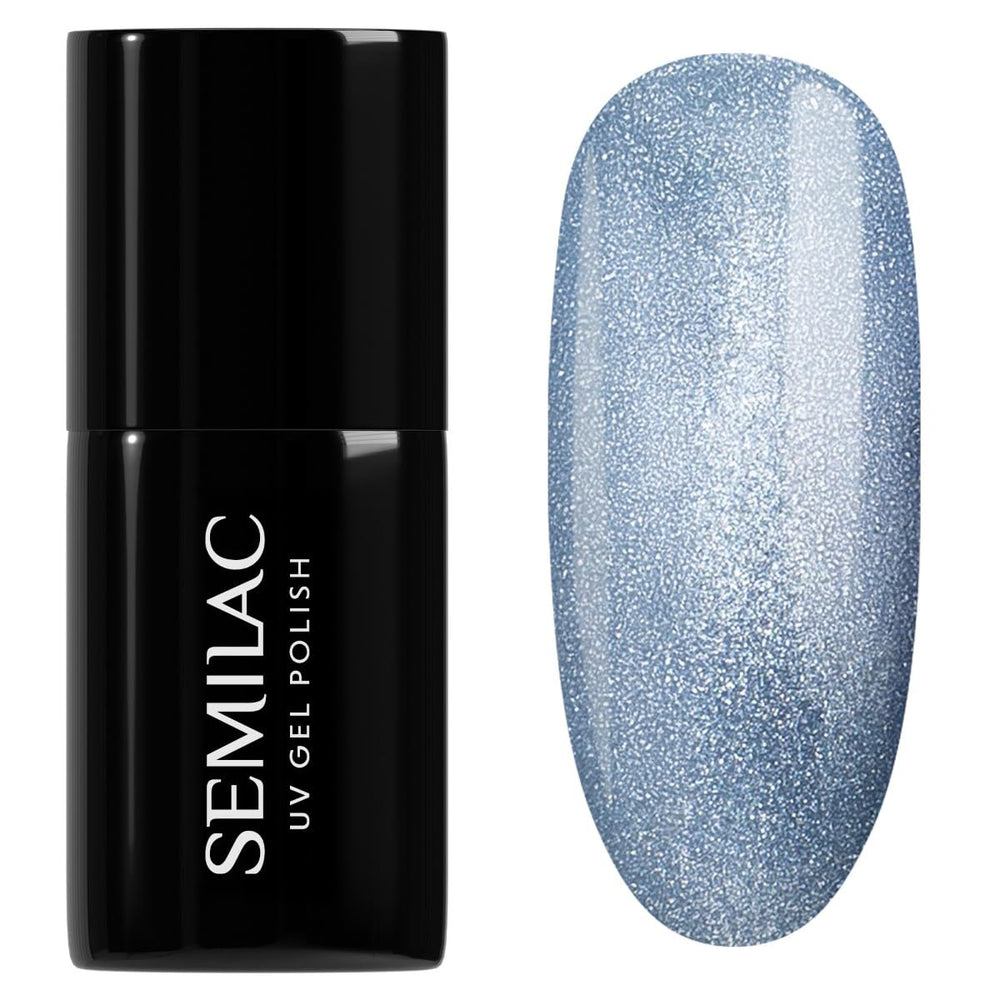 Semilac UV Nail Polish 664 Lilac Gloss 7 ml – Cat Eye Effect, Unique Reflections with Magnetic Tool – Gloss Gala Collection