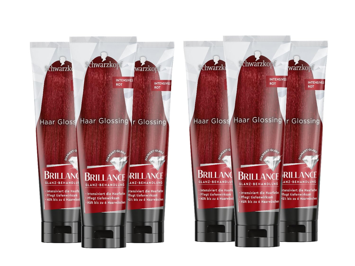 Brillance Shine Treatment, Hair Glossing Radiant Violet (150 ml), hrănește și intensifică culoarea părului, poate fi folosit ca o mască de păr, durează până la 6 spălări ale părului Vopsea pentru par Naty Shop Roșu intens 150 ml (pachet de 6)